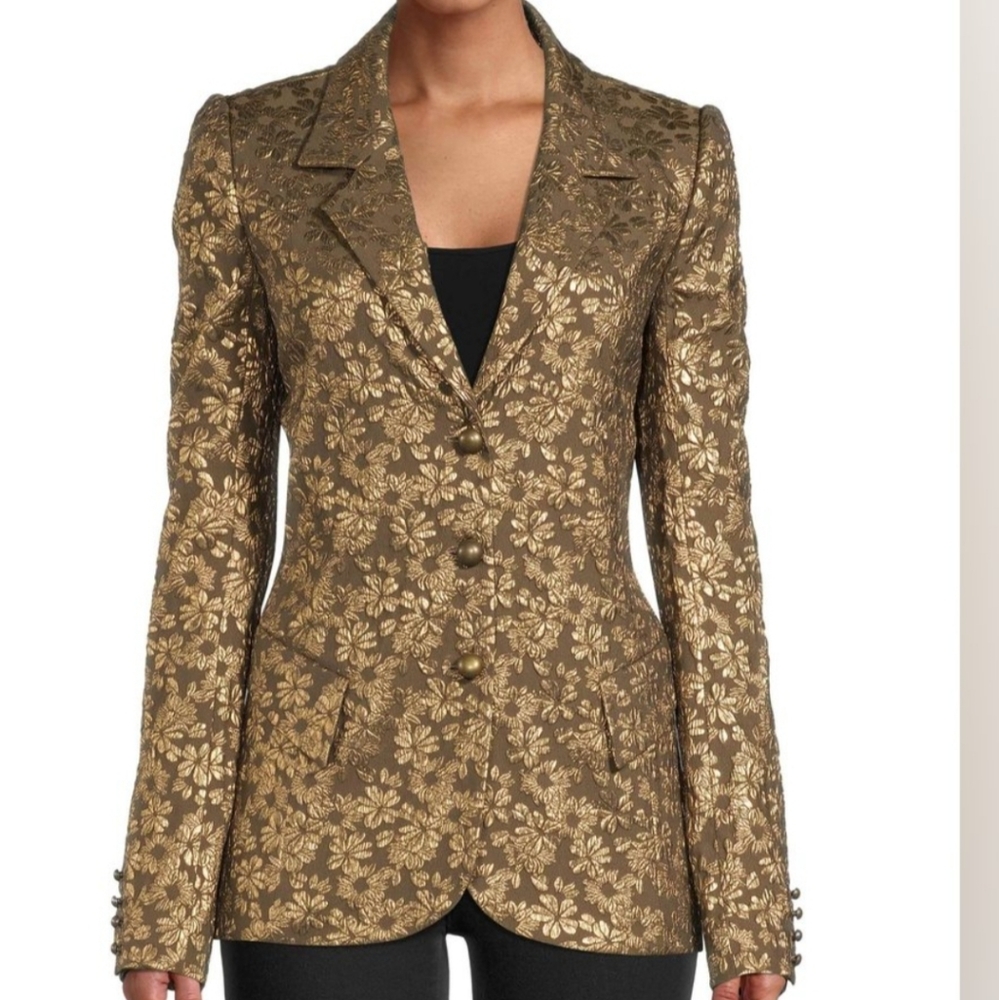 ISO Nicole Miller Metallic Brocade Blazer - Bronze